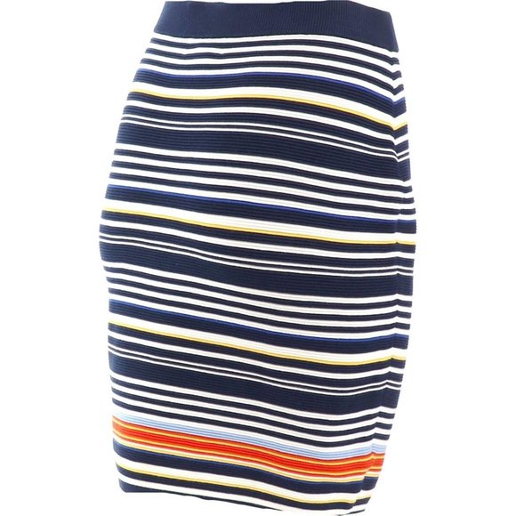 NWT LANDS' END FINE GAUGE OTTMAN STRIPED SKIRT SEEP SEA PXXS - Picture 6 of 13